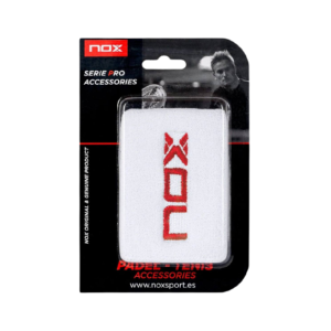 Muñequera Deportiva NOX Blanco con Logo Rojo